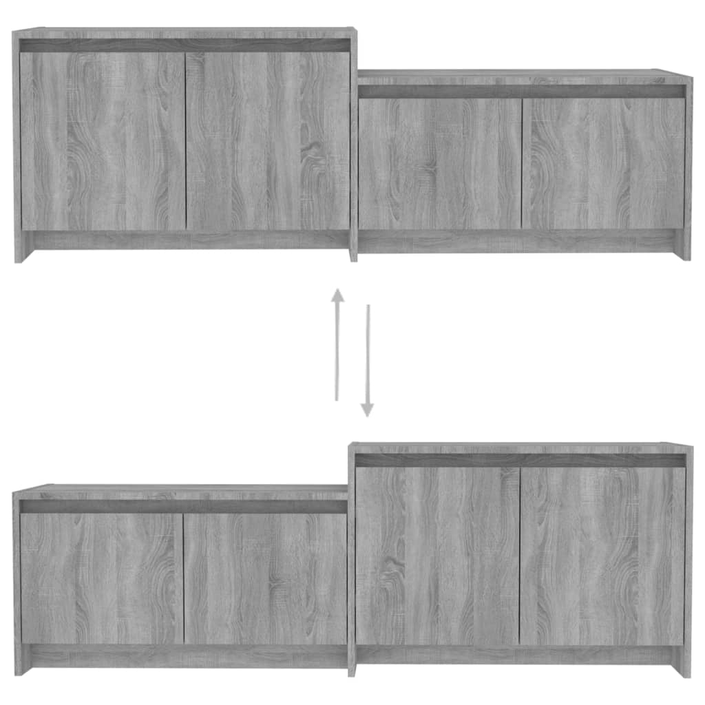 TV cabinet, grey oak, 146.5x35x50cm, Chipboard