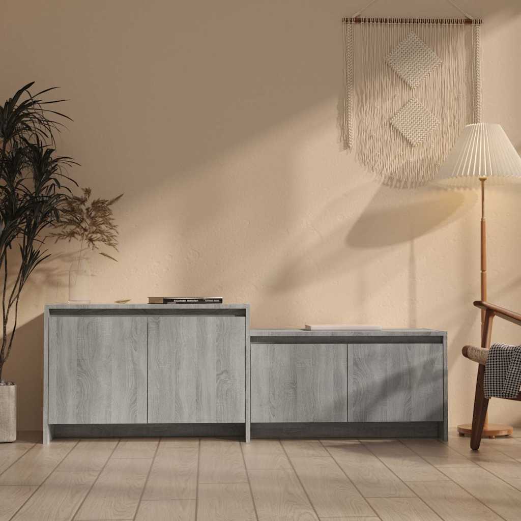 TV cabinet, grey oak, 146.5x35x50cm, Chipboard