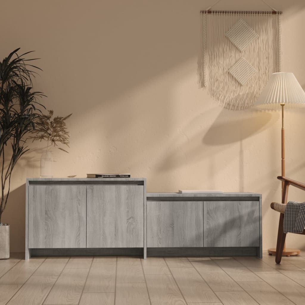 TV cabinet, grey oak, 146.5x35x50cm, Chipboard