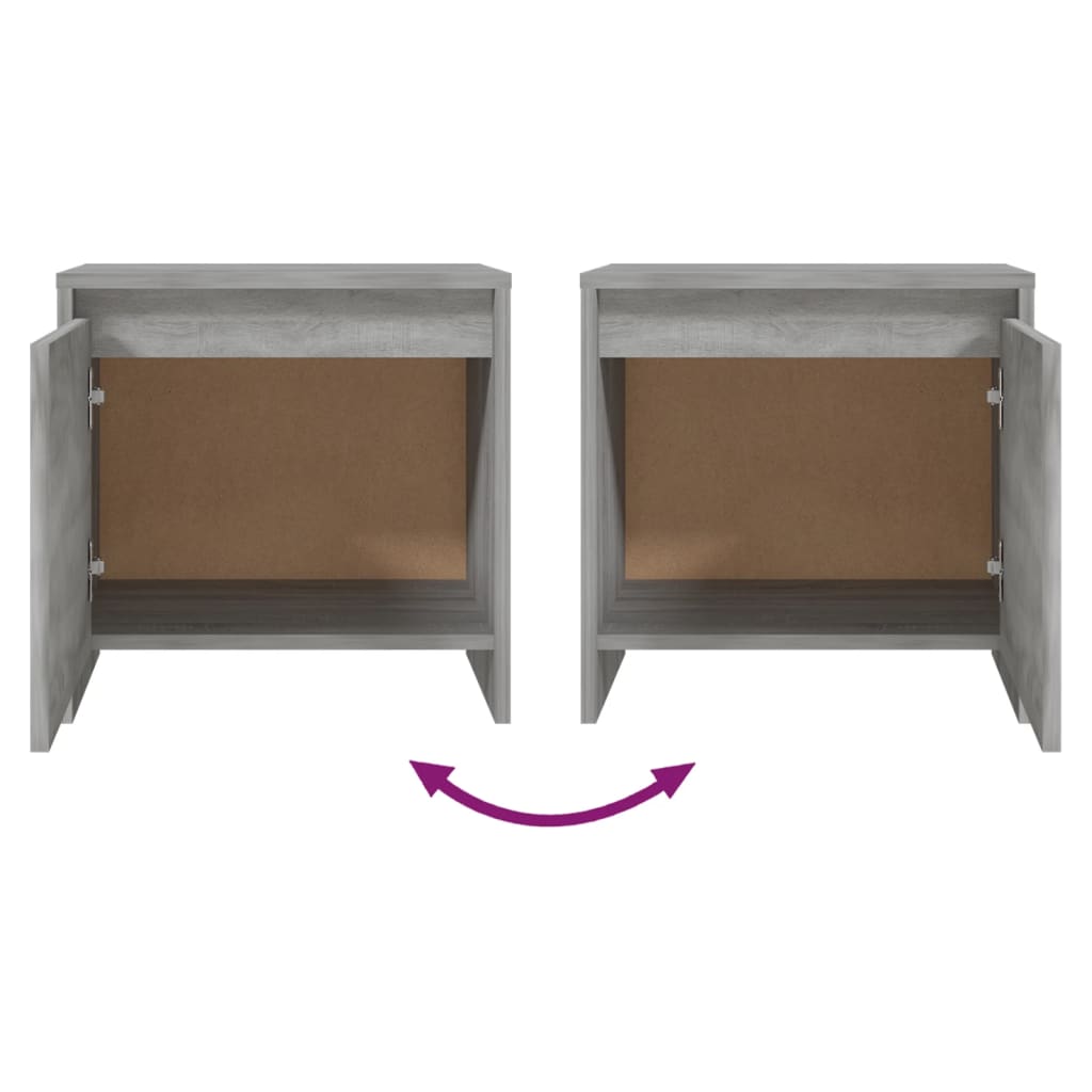 Nightstands, 2 pcs., gray oak, 45x34x44.5cm, wood
