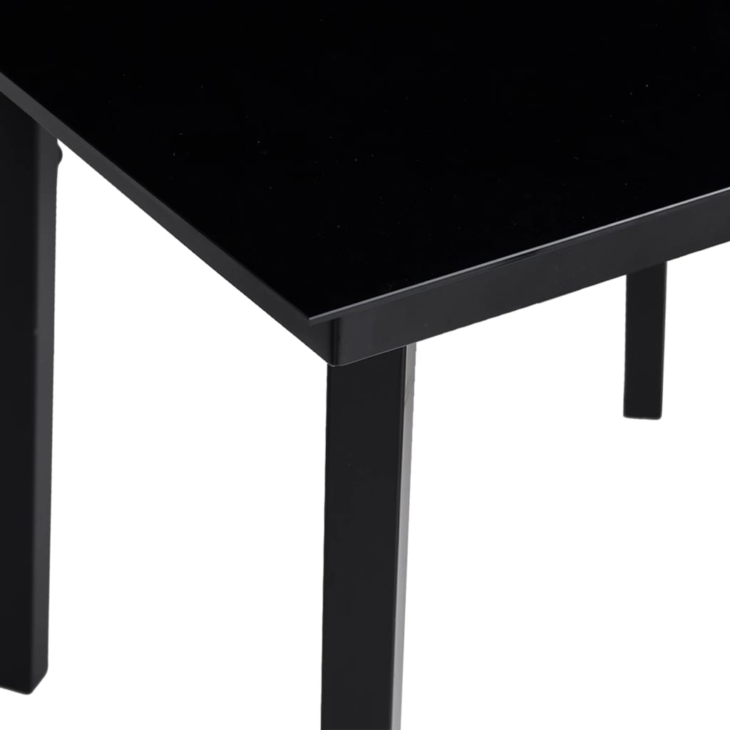 Sodo valgomojo stalas, juodas, 80x80x74cm, plienas ir stiklas