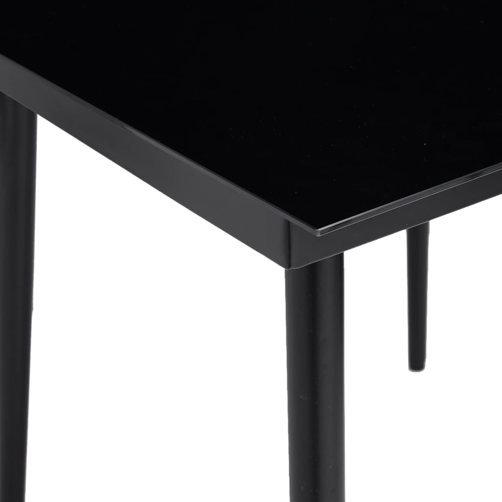 Sodo valgomojo stalas, juodas, 140x70x74cm, plienas ir stiklas