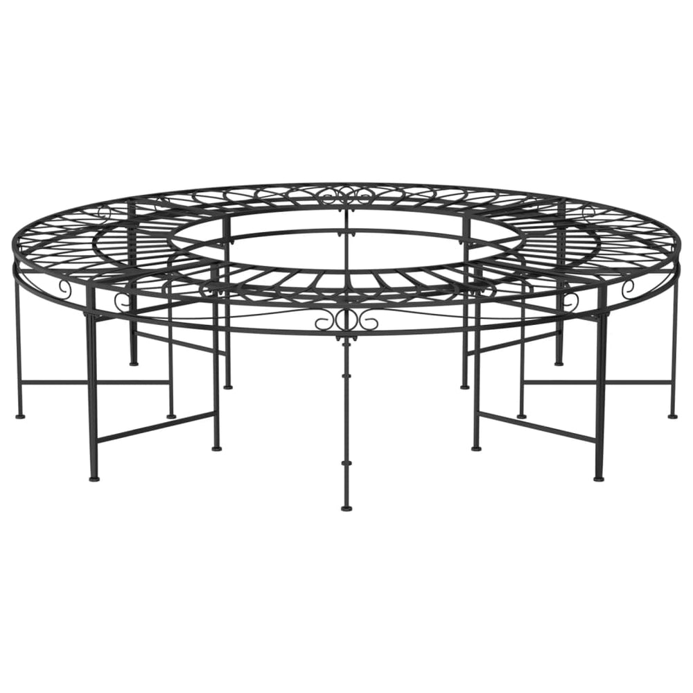 Round bench around a tree, black, 160cm diameter, steel