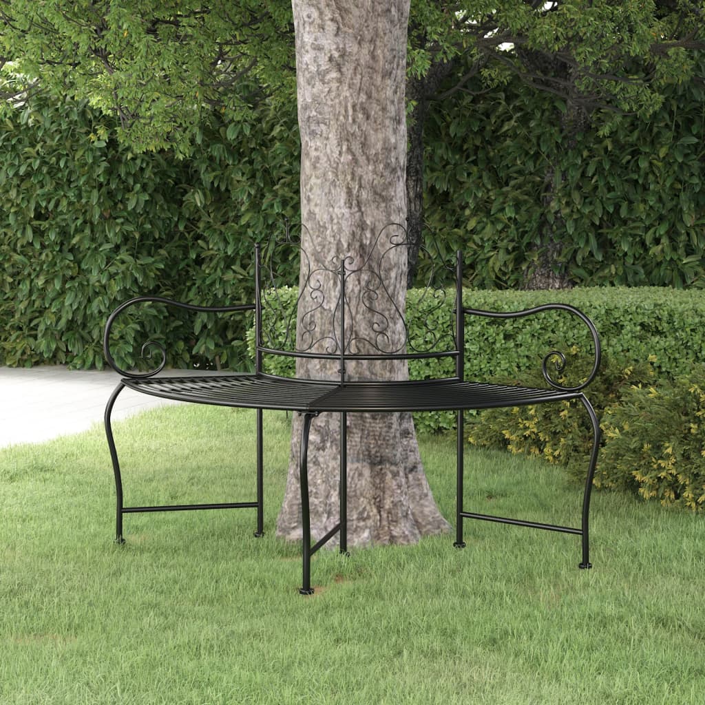 Tree bench, black, 150cm, steel