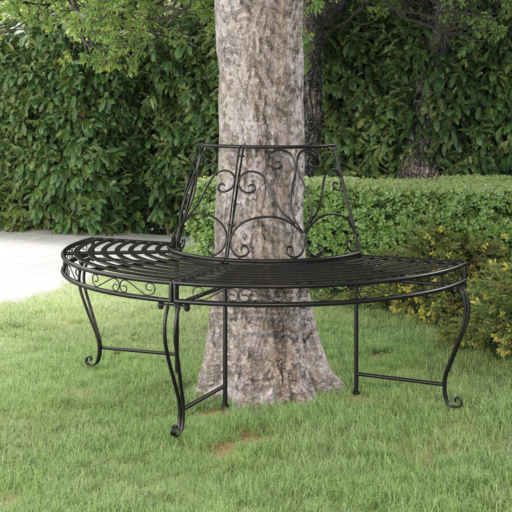 Pusapaļš solojums ap koku, melns, 160cm, tērauds