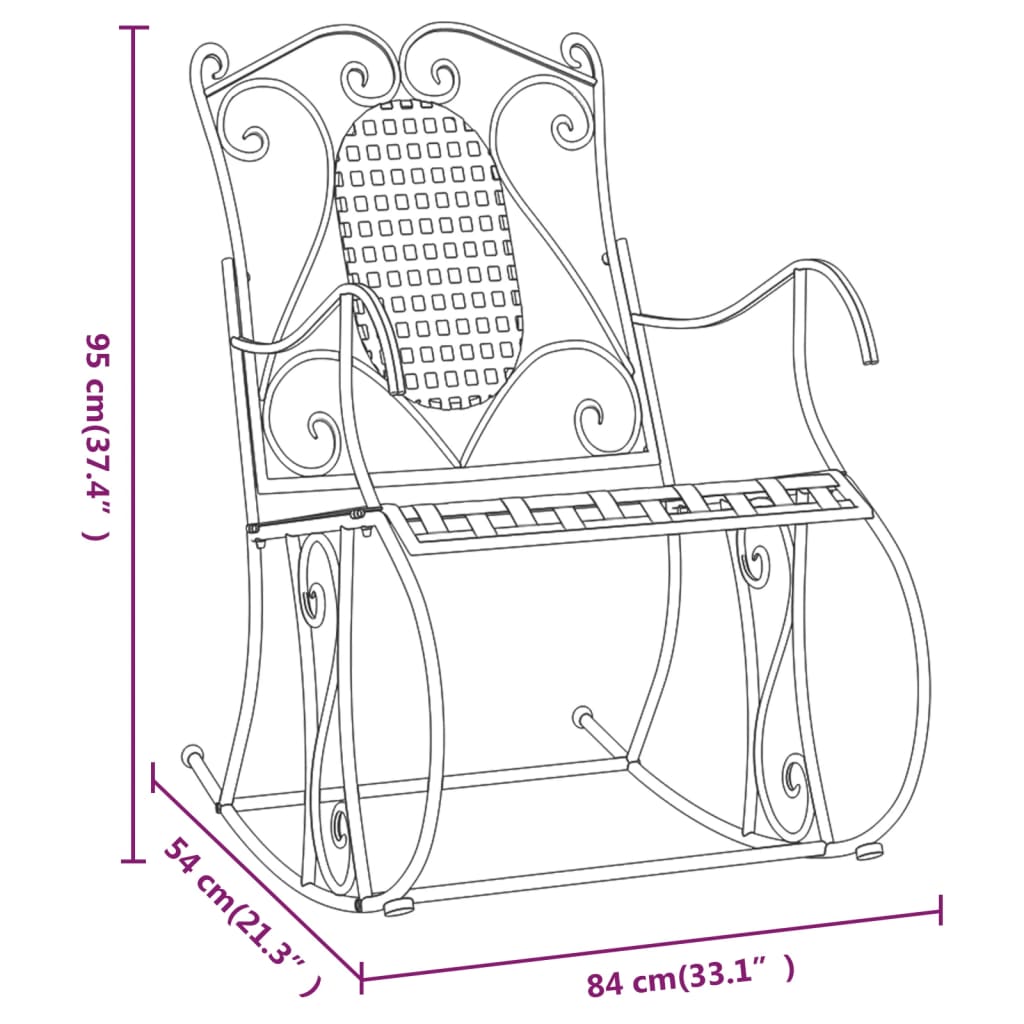 Swing bench, black, 84cm, steel