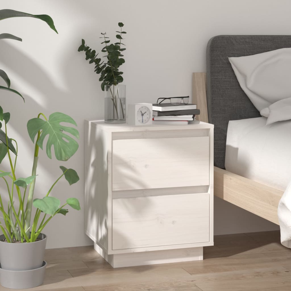 Bedside tables, 2 pcs., white, 40x35x50cm, solid pine