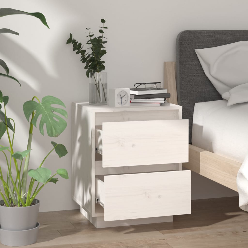 Bedside tables, 2 pcs., white, 40x35x50cm, solid pine