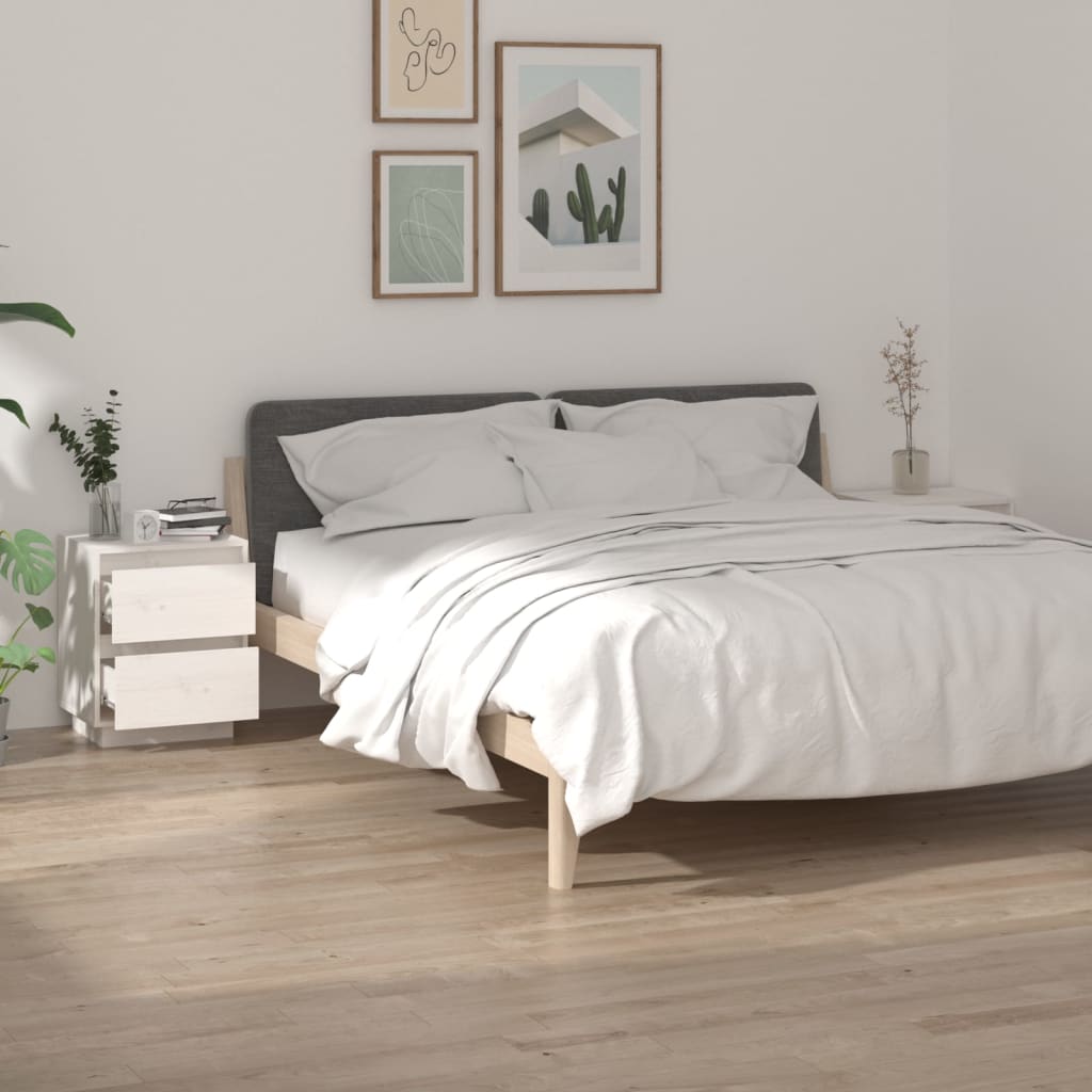 Bedside tables, 2 pcs., white, 40x35x50cm, solid pine