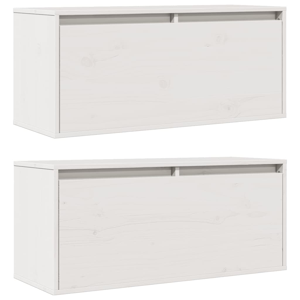 Sieninės spintelės, 2vnt., baltos, 80x30x35cm, pušies masyvas