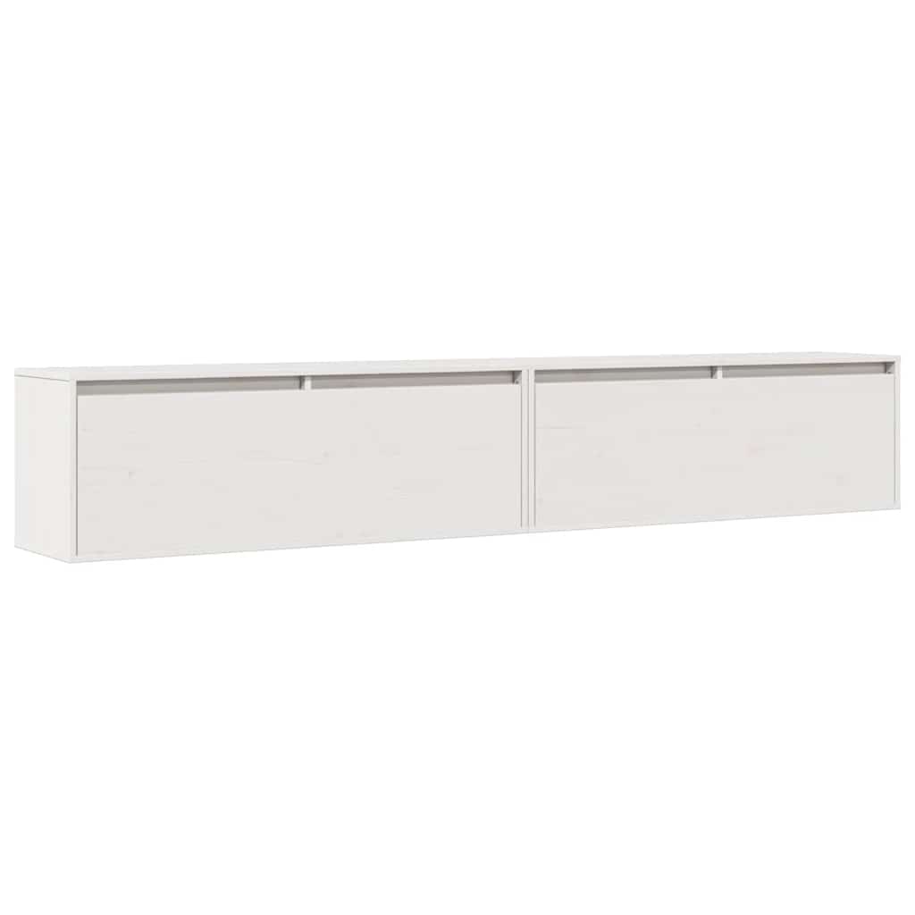 Sieninės spintelės, 2vnt., baltos, 100x30x35cm, pušies masyvas