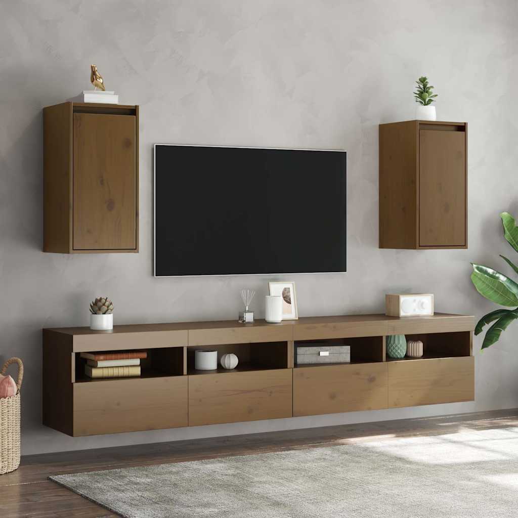 Wall cabinets, 2 pcs, honey brown, 30x30x60cm, pine