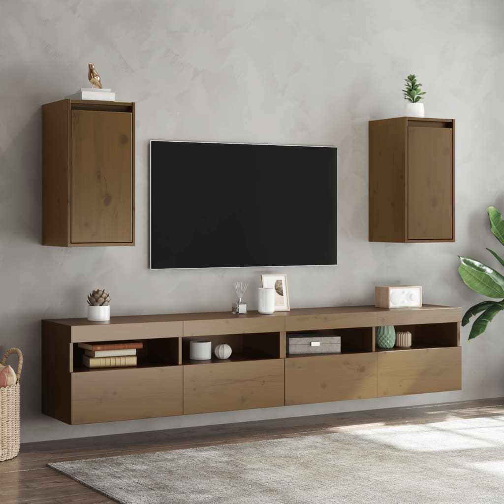 Wall cabinets, 2 pcs, honey brown, 30x30x60cm, pine