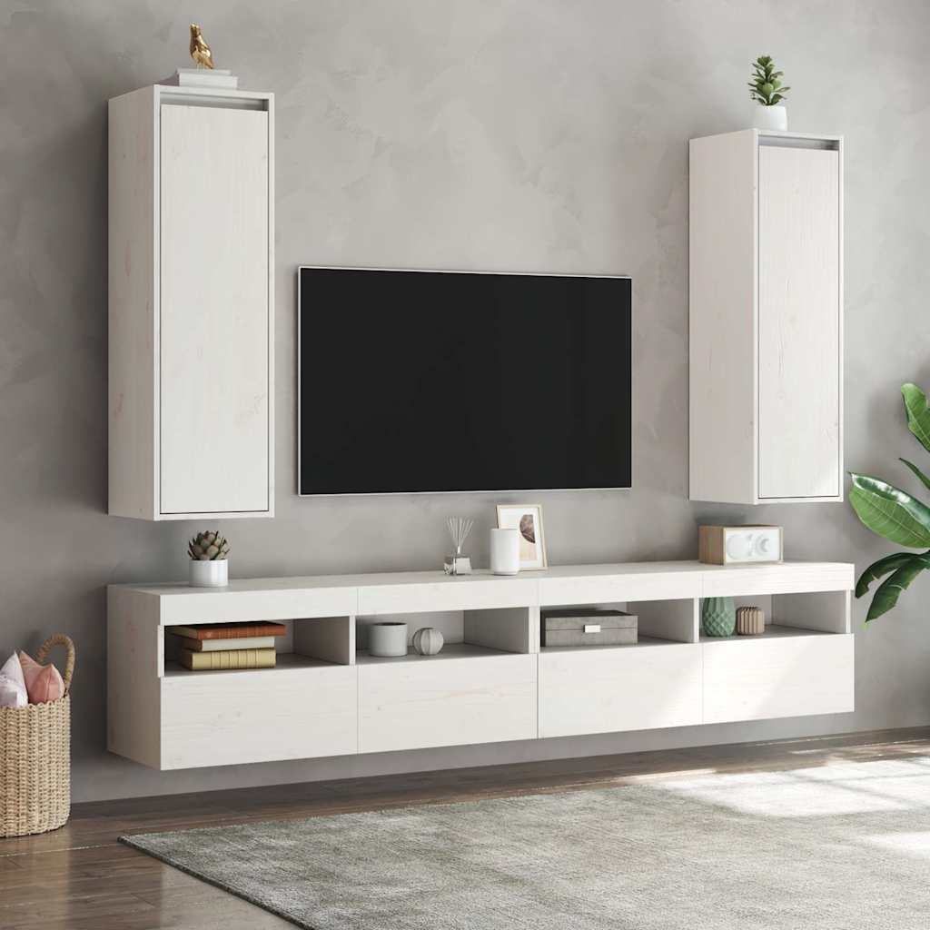 Wall cabinets, 2 pcs, white, 30x30x100cm, solid pine