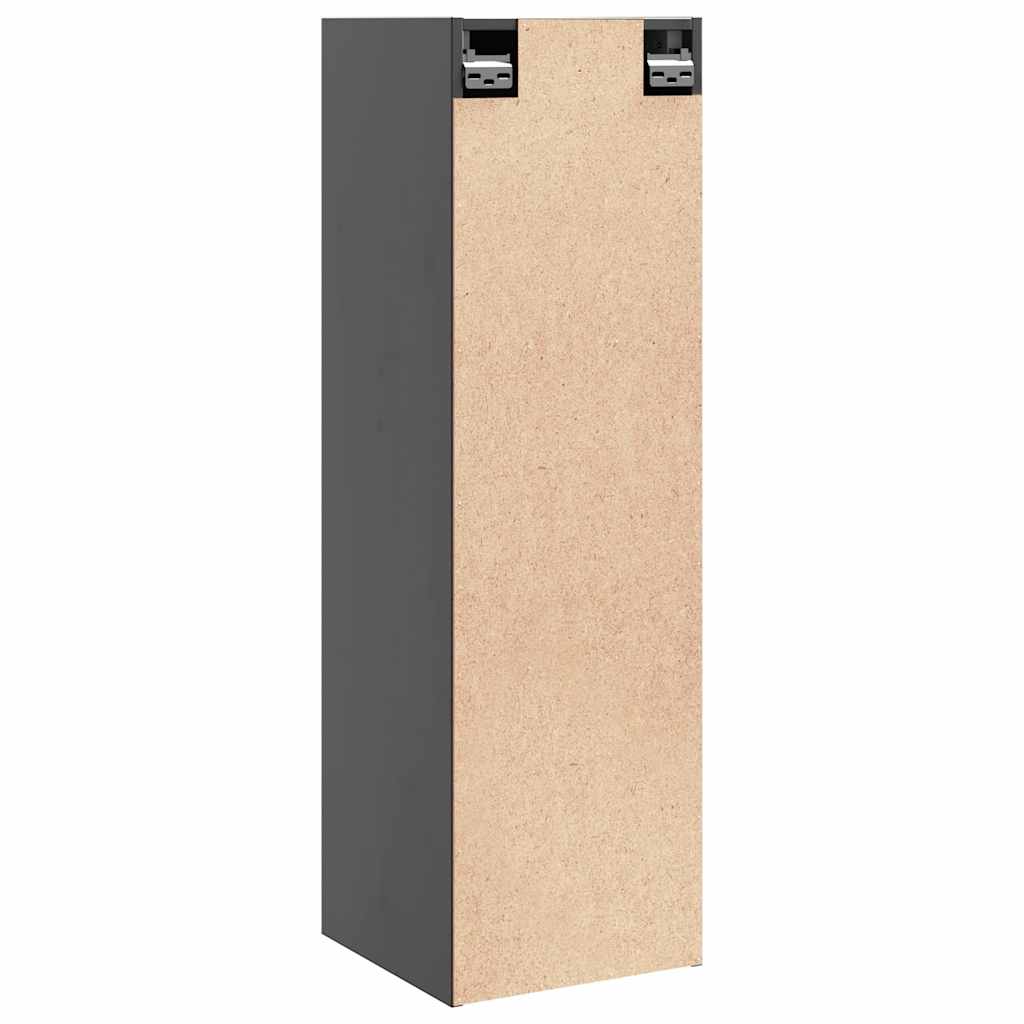 Wall cabinets, 2 pcs, black, 30x30x100cm, solid pine