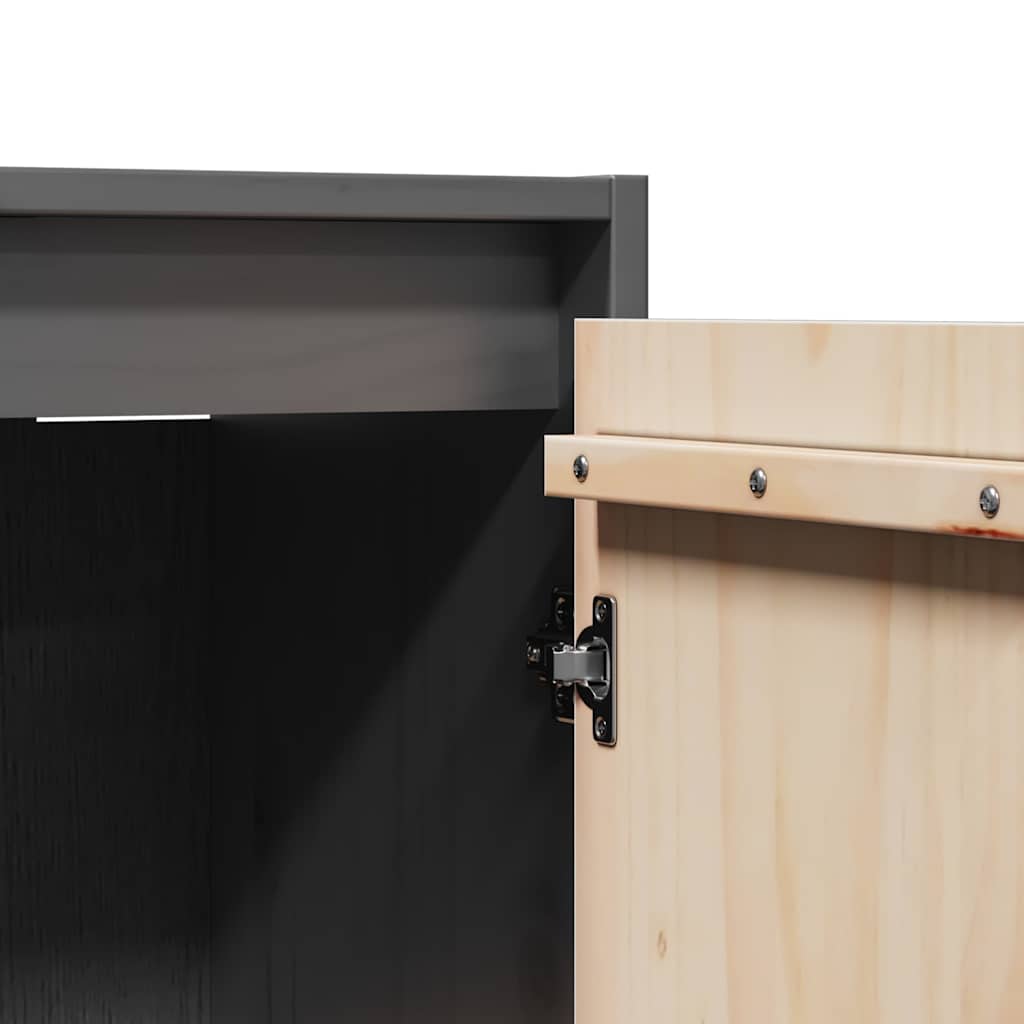 Wall cabinets, 2 pcs, black, 30x30x100cm, solid pine