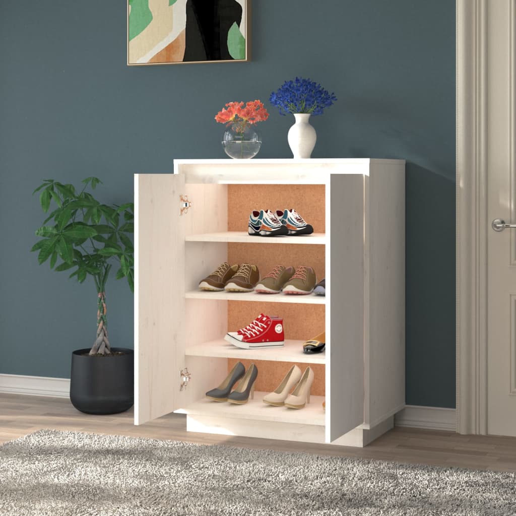 Shoe cabinet, white, 60x35x80cm, solid pine