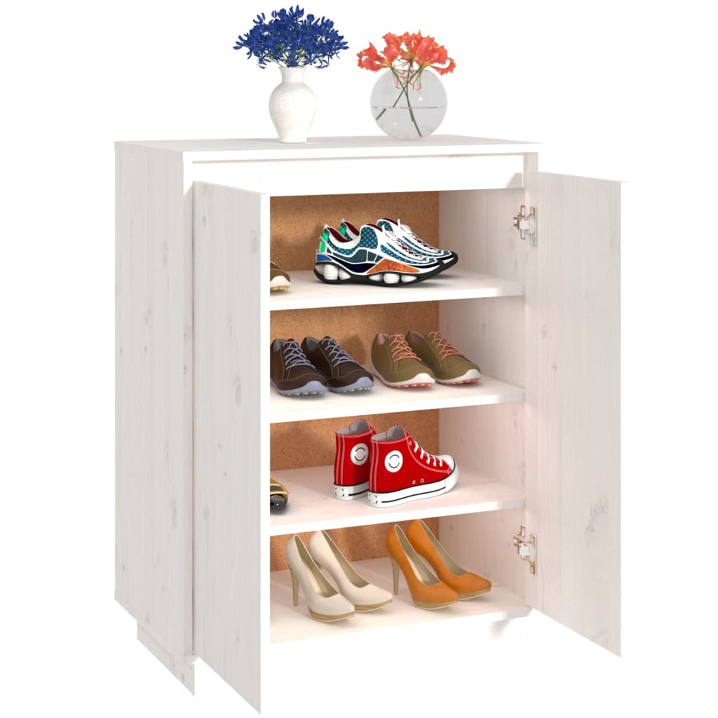 Shoe cabinet, white, 60x35x80cm, solid pine
