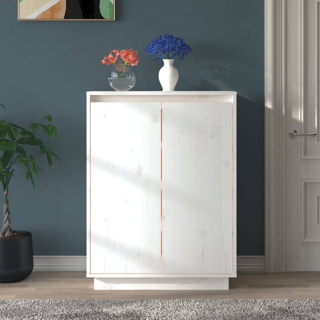 Shoe cabinet, white, 60x35x80cm, solid pine