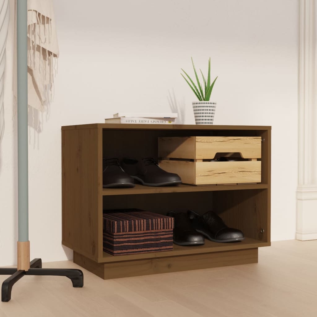 Shoe cabinet, honey brown, 60x34x45cm, solid pine