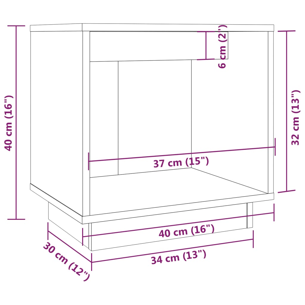 Bedside tables, 2 pcs., 40x30x40cm, solid pine