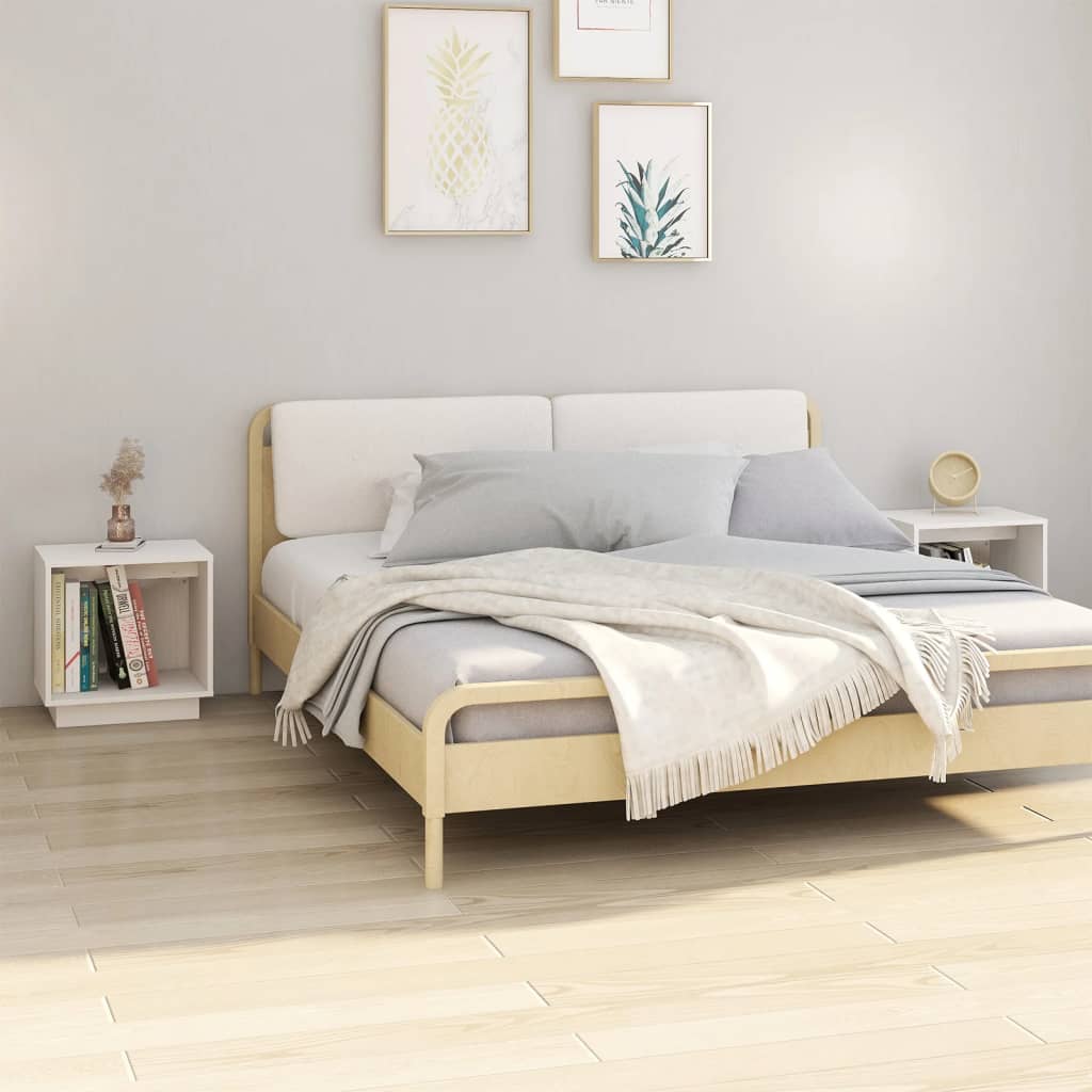 Bedside tables, 2 pcs, white, 40x30x40cm, solid pine