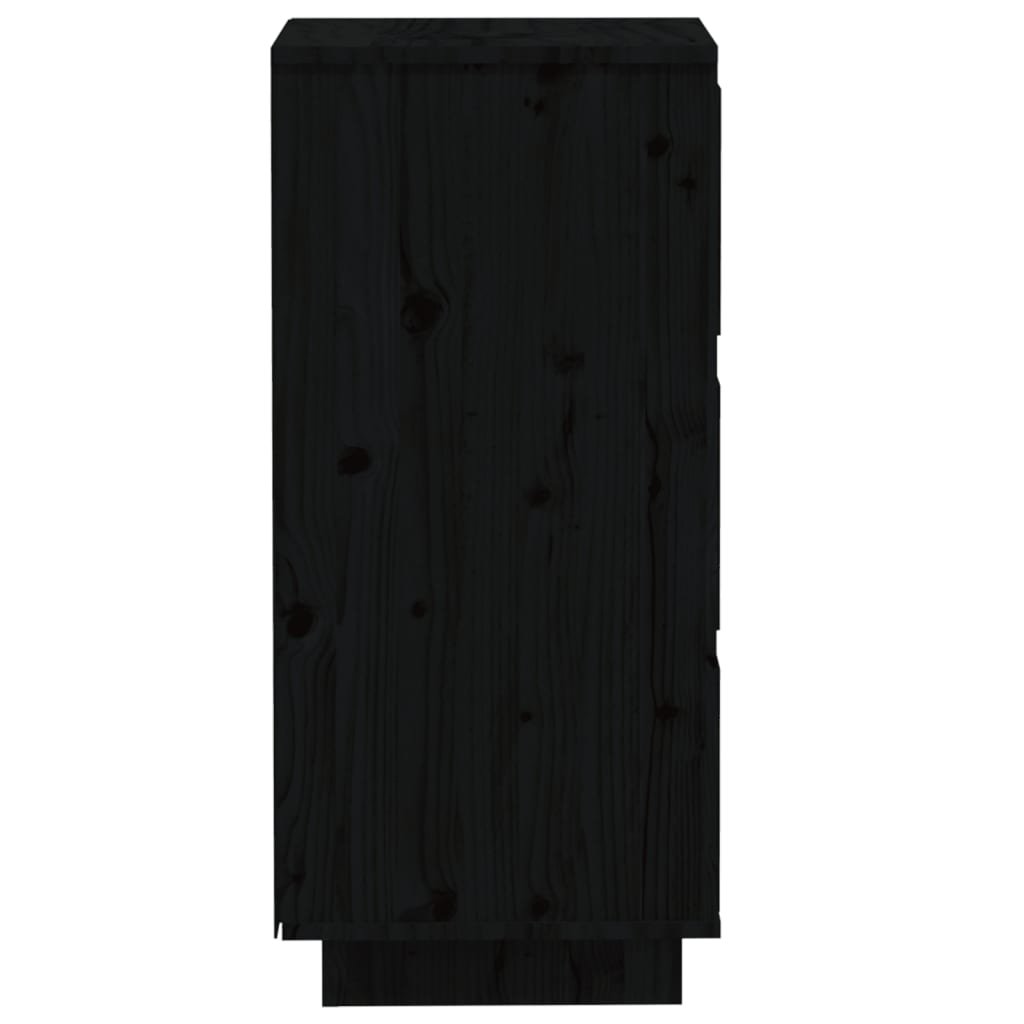 Side cabinets, 2 pcs., black, 32x34x75cm, solid pine wood