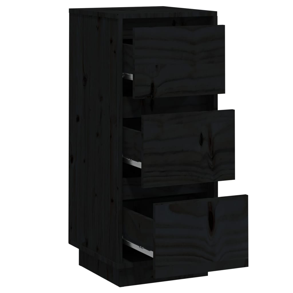 Side cabinets, 2 pcs., black, 32x34x75cm, solid pine wood