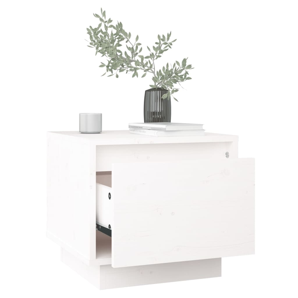 Nightstand, white, 35x34x32cm, solid pine wood