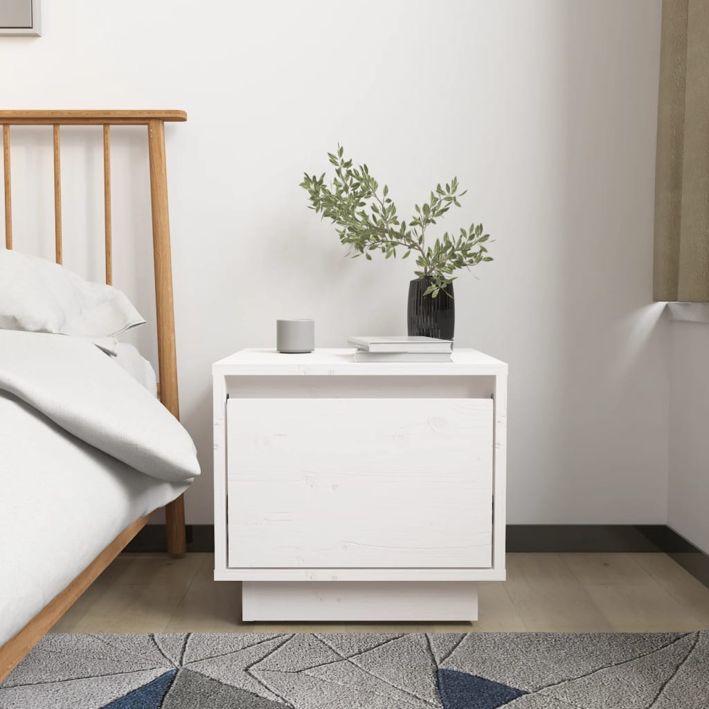 Nightstand, white, 35x34x32cm, solid pine wood