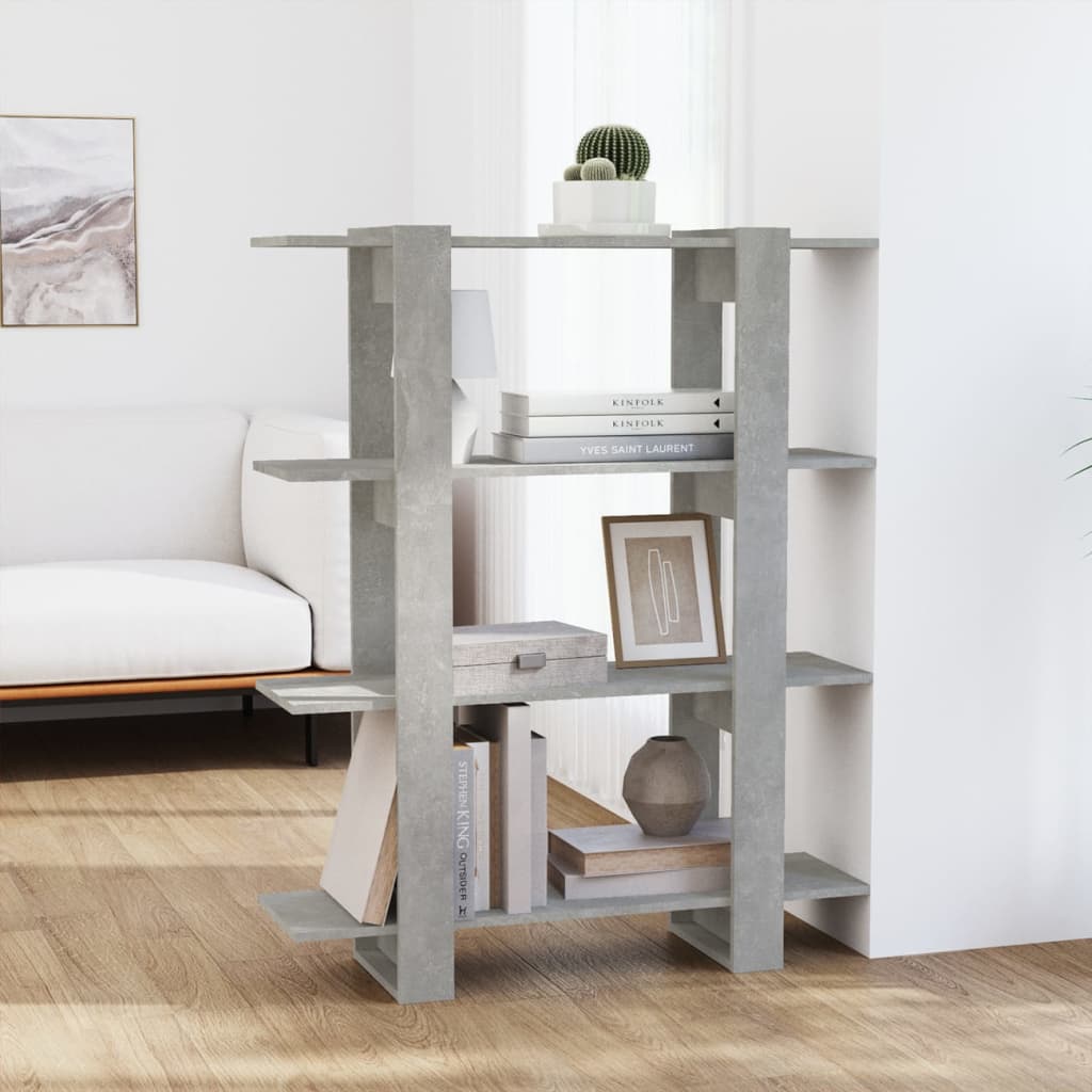 Grāmatu plaukts/telpu sadalītājs, pelēks, 100x30x123,5cm