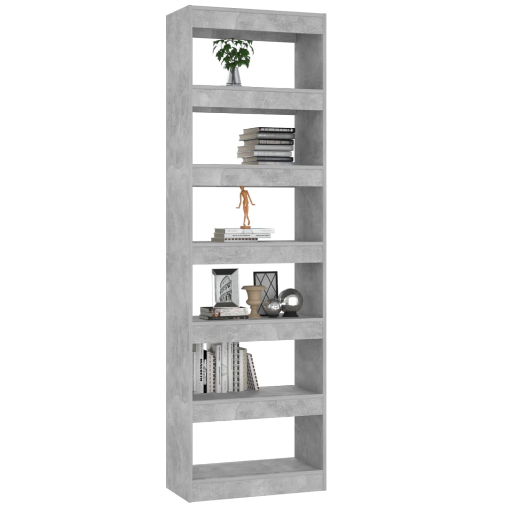 Bookcase/room divider, concrete grey, 60x30x198cm