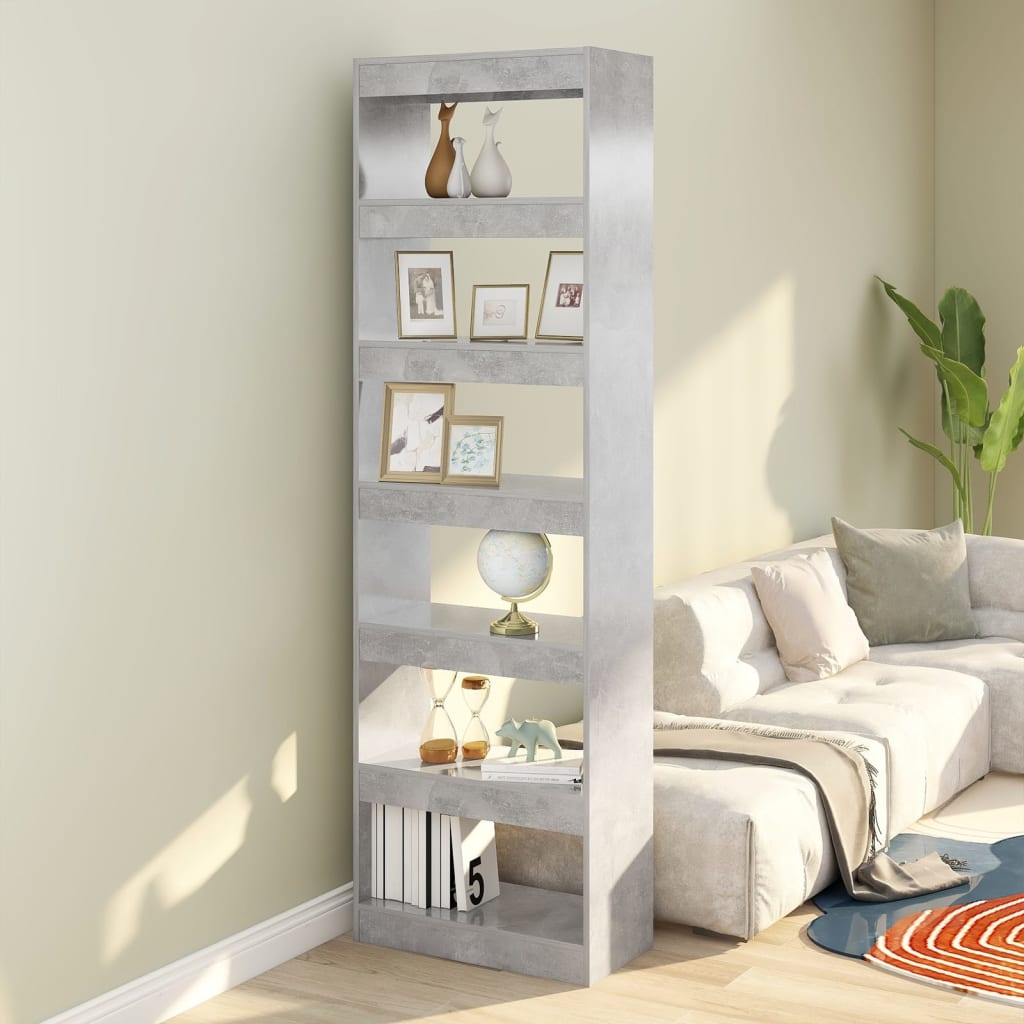 Bookcase/room divider, concrete grey, 60x30x198cm