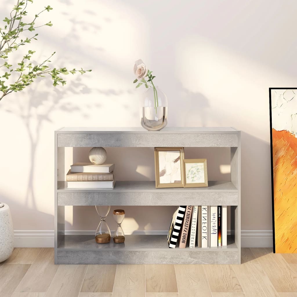 Spintelė knygoms/kambario pertvara, betono pilka, 100x30x72cm