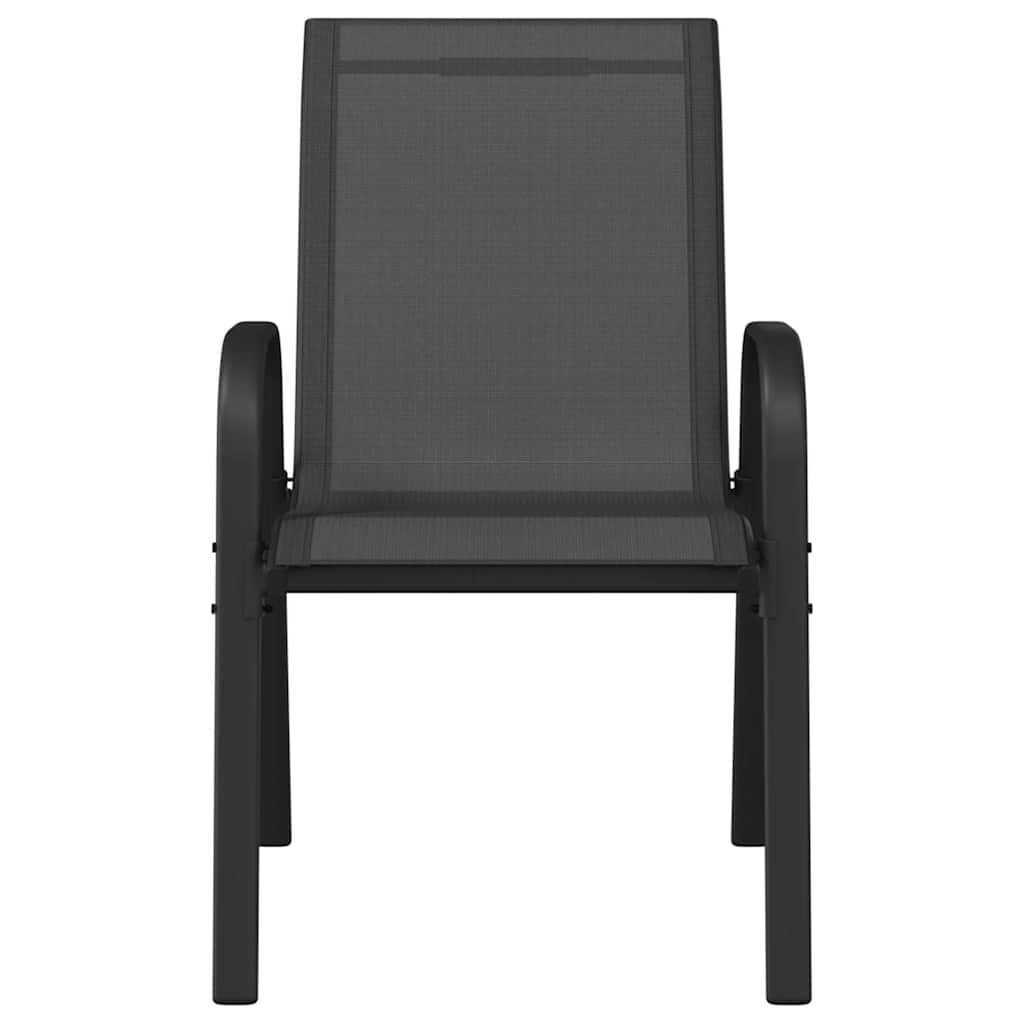 Stackable garden chairs, 2 pcs., black, textilene fabric