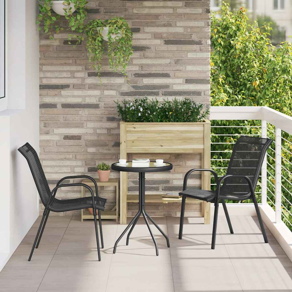 Stackable garden chairs, 2 pcs., black, textilene fabric