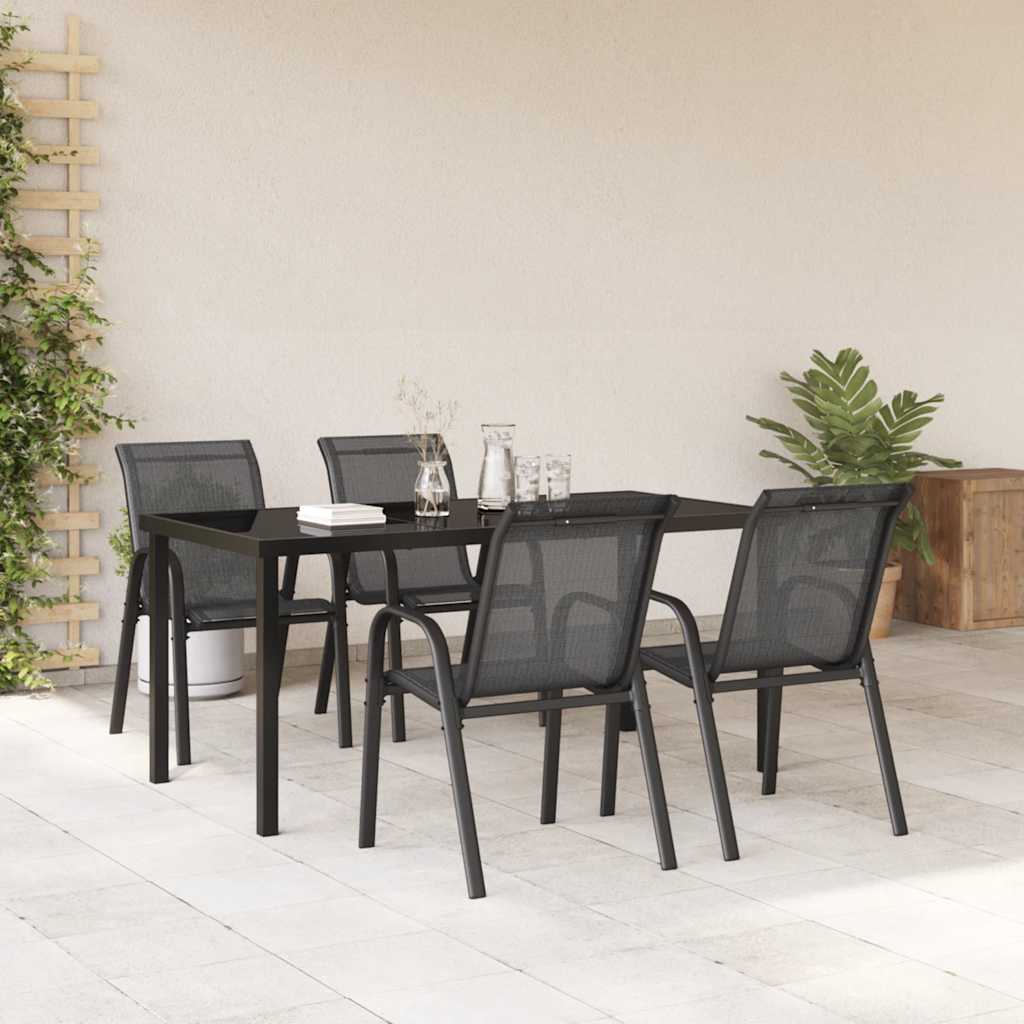 Stackable Garden Chairs, 4 pcs., Black, Textilene Fabric