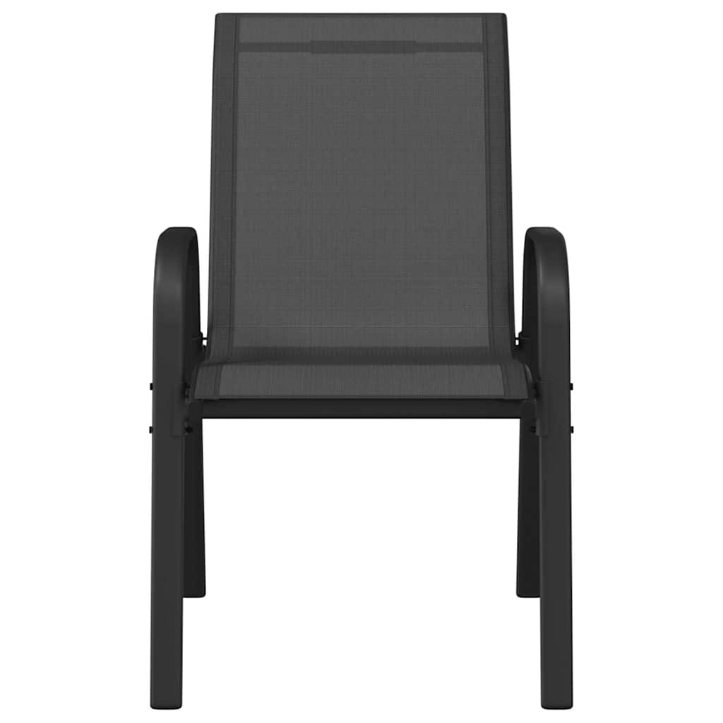 Stackable Garden Chairs, 4 pcs., Black, Textilene Fabric