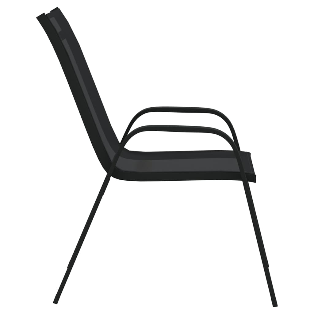 Stackable Garden Chairs, 4 pcs., Black, Textilene Fabric