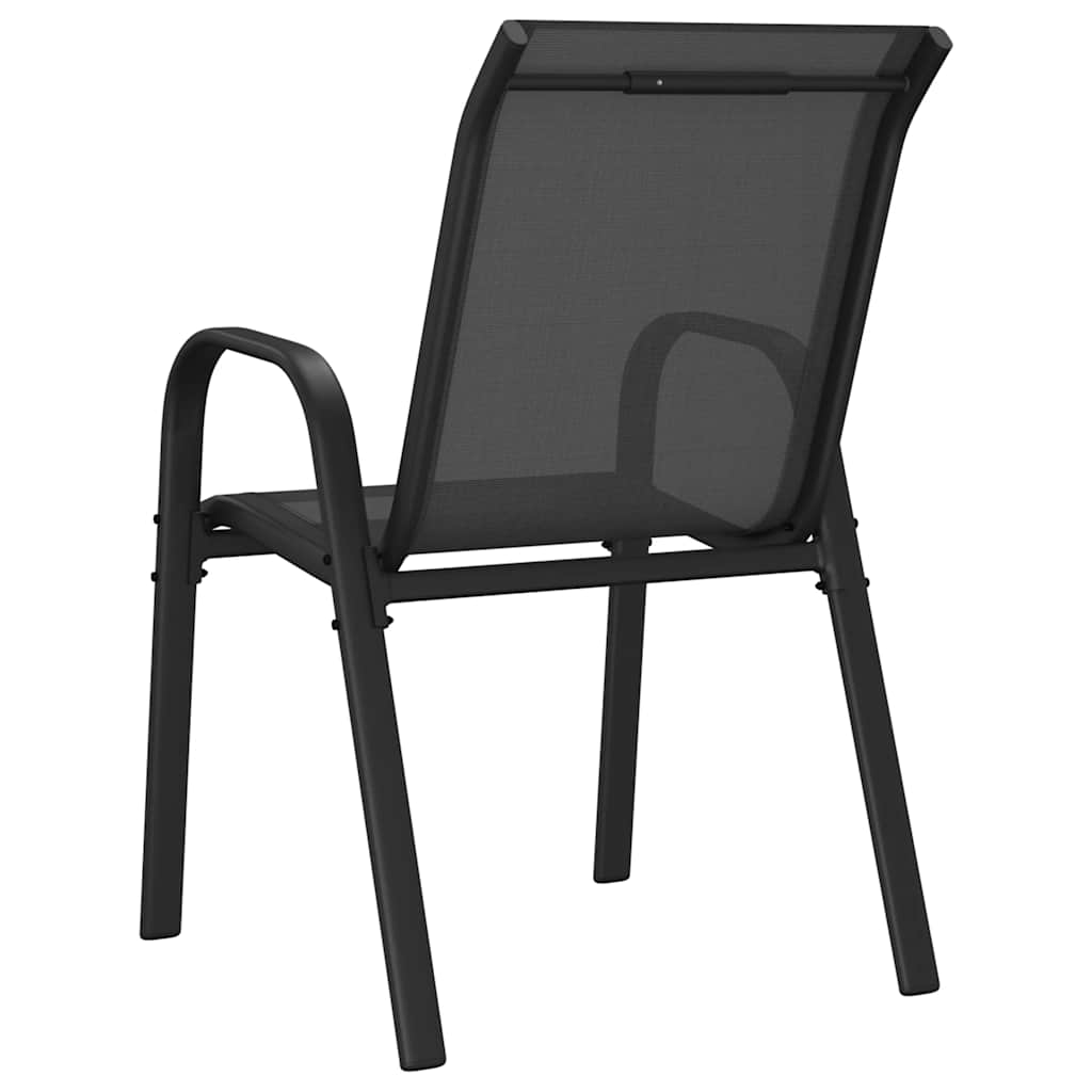 Stackable Garden Chairs, 4 pcs., Black, Textilene Fabric
