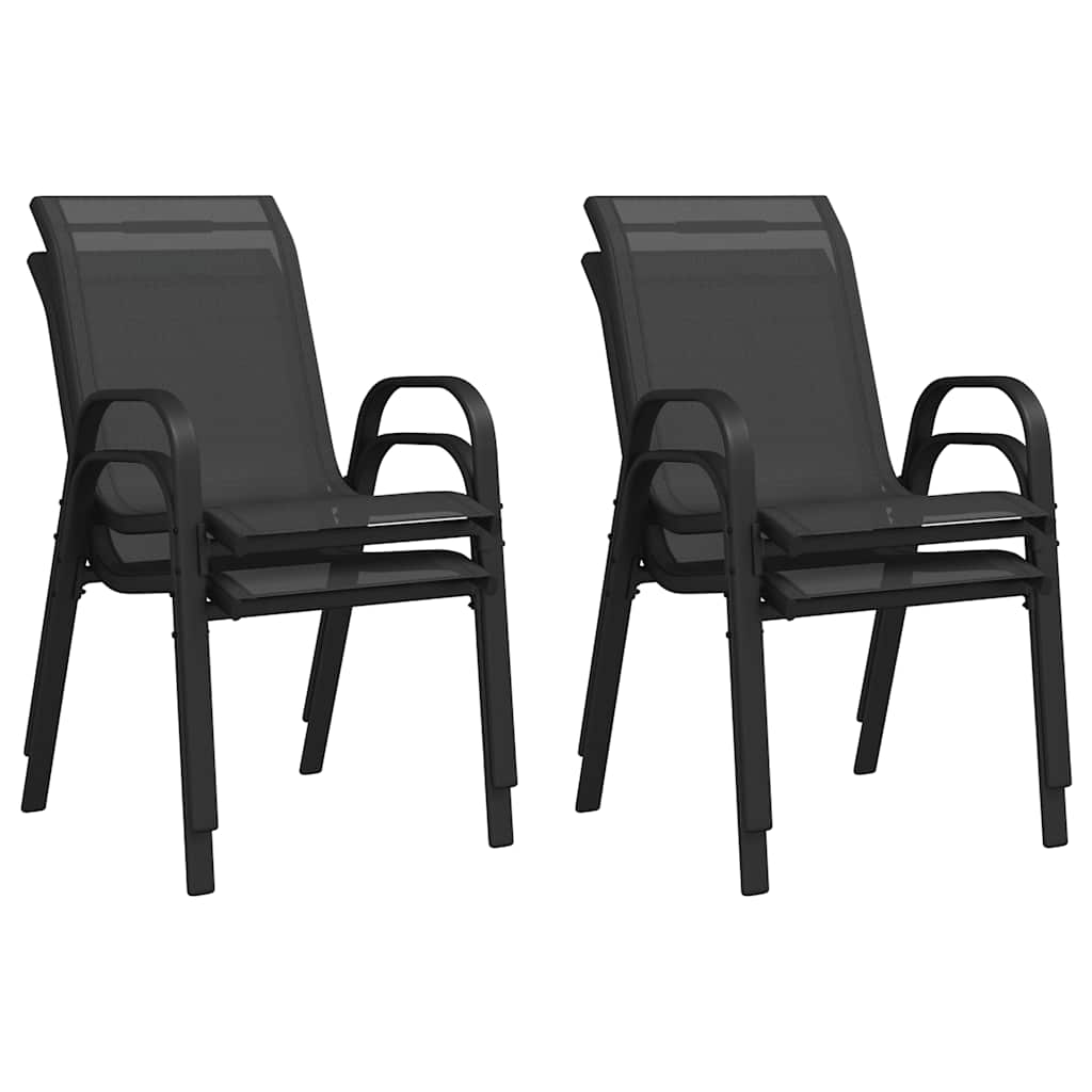 Stackable Garden Chairs, 4 pcs., Black, Textilene Fabric