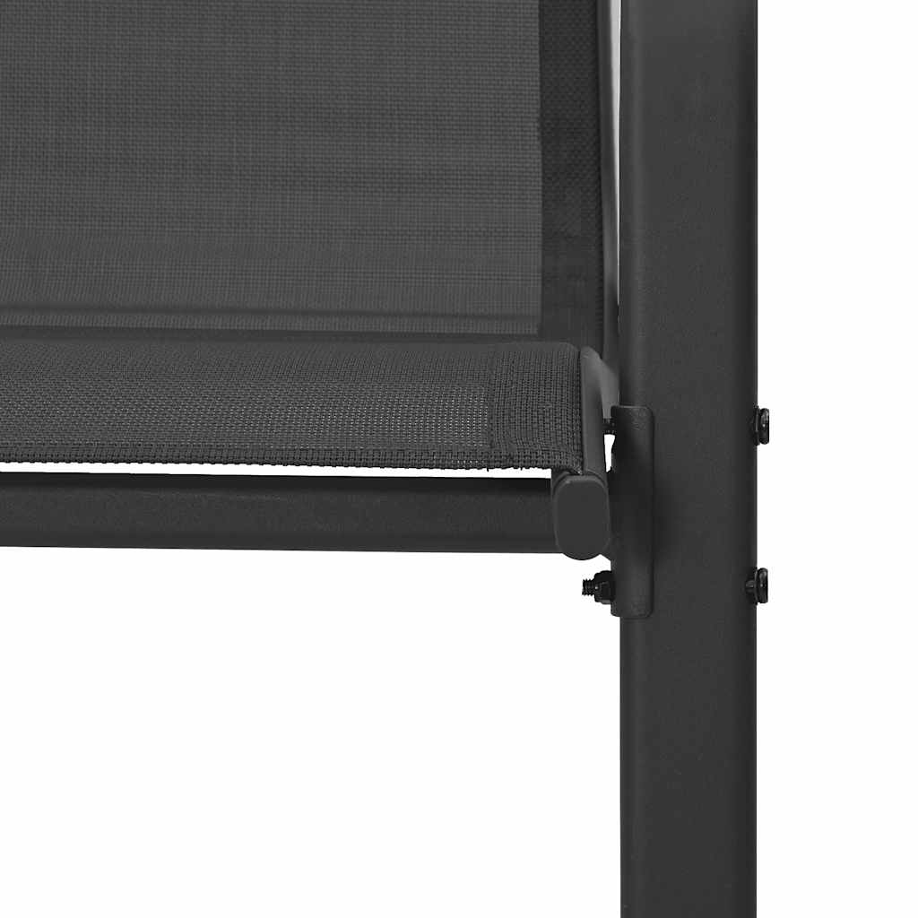 Stackable Garden Chairs, 4 pcs., Black, Textilene Fabric