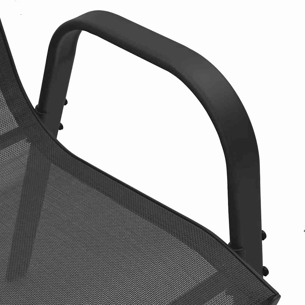 Stackable Garden Chairs, 4 pcs., Black, Textilene Fabric