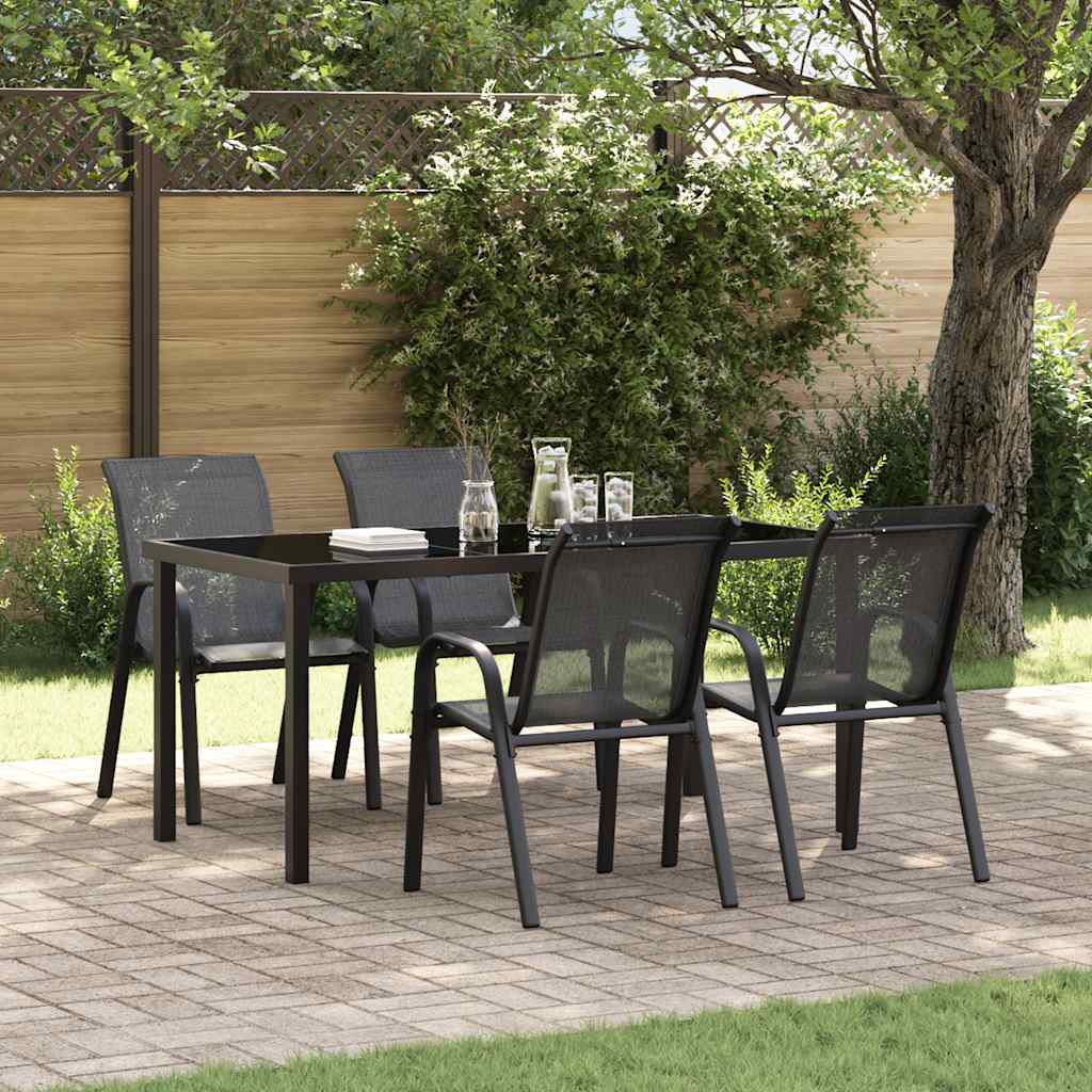 Stackable Garden Chairs, 4 pcs., Black, Textilene Fabric