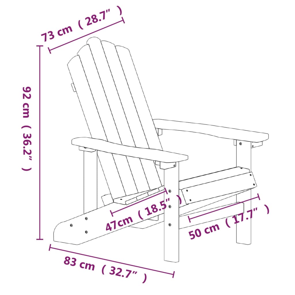 Garden Adirondack Chairs, 2 pcs, Brown, HDPE