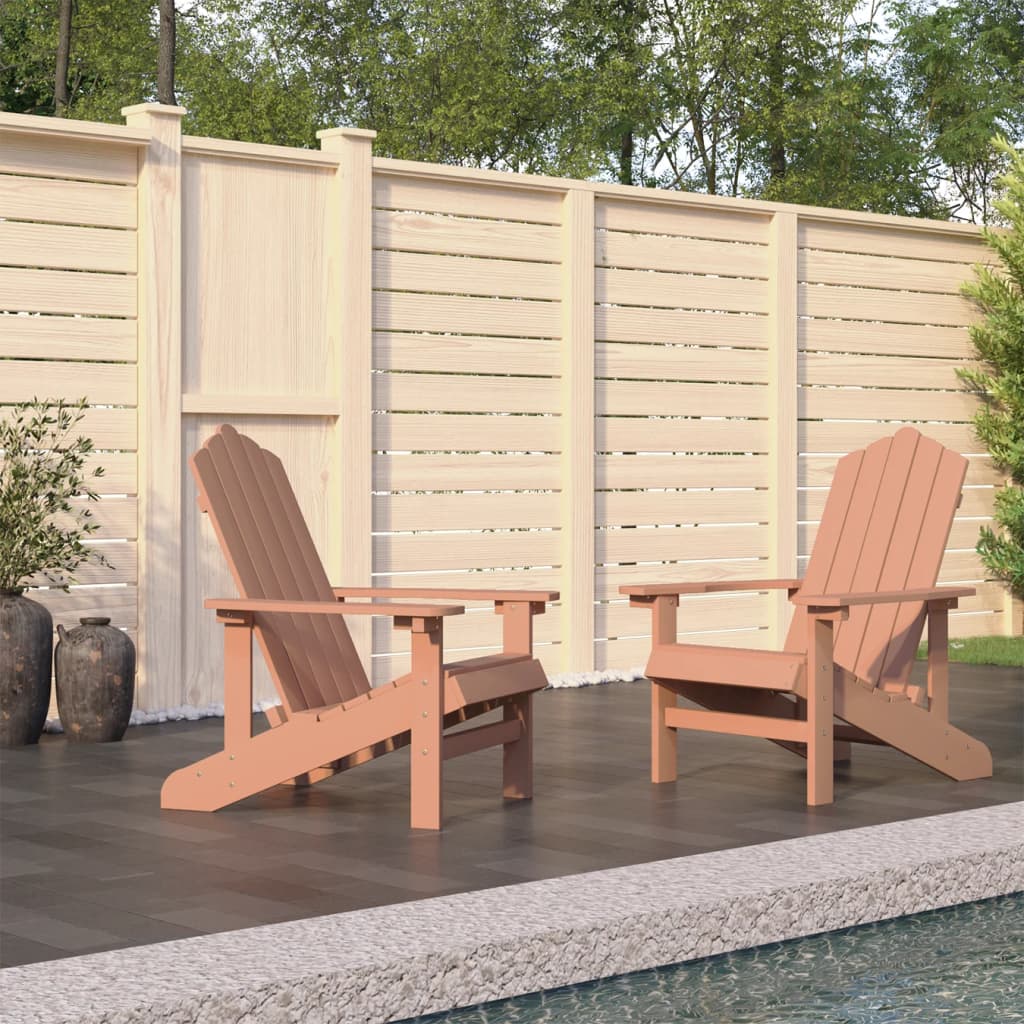 Garden Adirondack Chairs, 2 pcs, Brown, HDPE