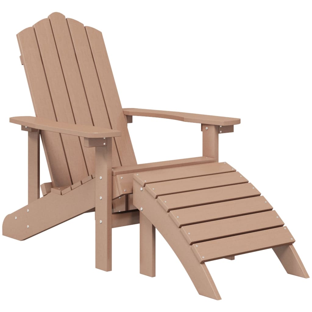 Dārza krēsli Adirondack ar kāju balstiem, 2 gab., brūni, HDPE