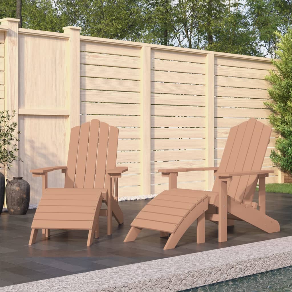 Dārza krēsli Adirondack ar kāju balstiem, 2 gab., brūni, HDPE