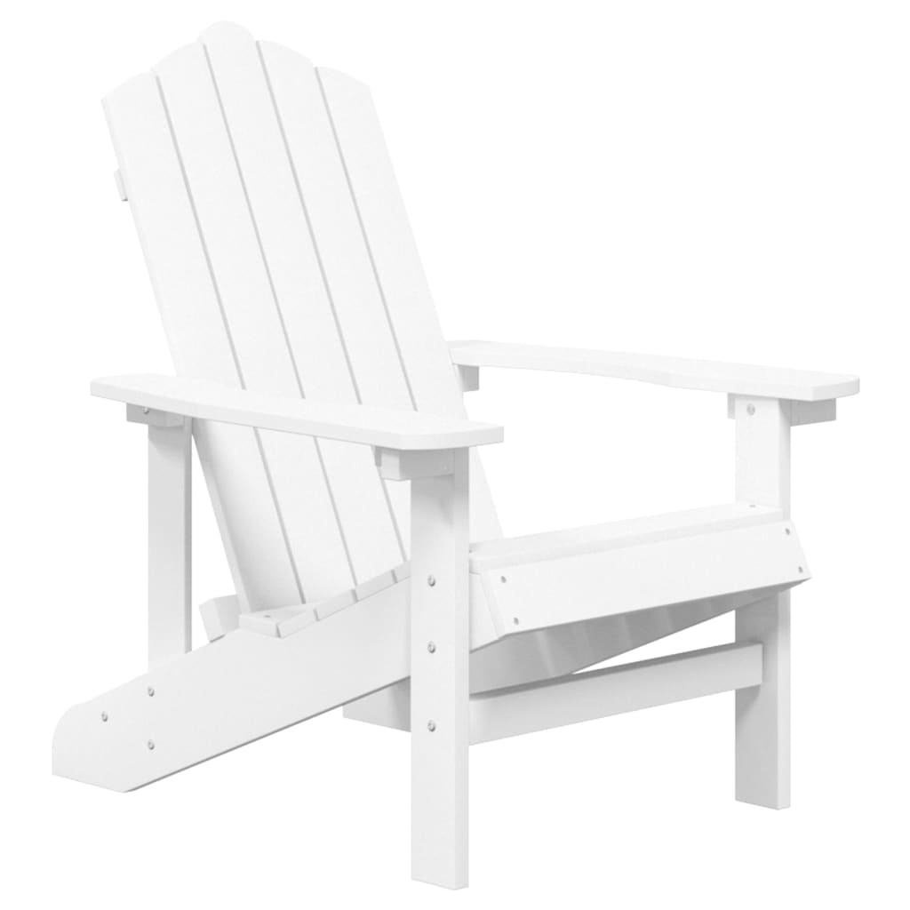 Adirondack Garden Chair with Table, White, HDPE