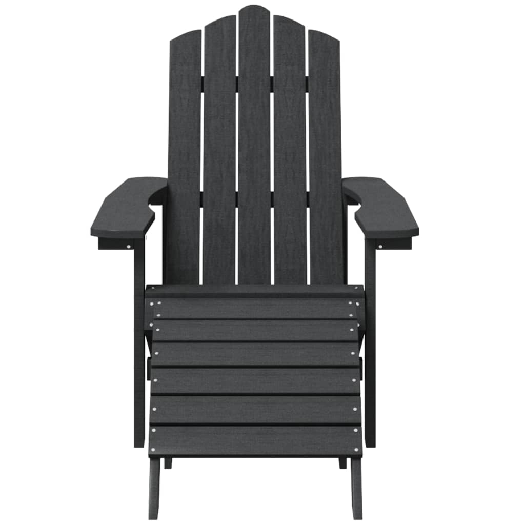 Dārza Adirondack krēsls ar kāju balstu un galdiņu, antracītpelēks, HDPE